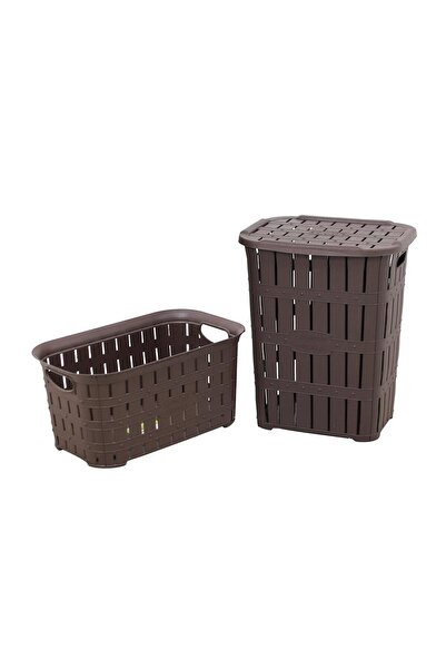 Genel Markalar Plastik Bambu Görünümlü Kirli Çamaşır Sepeti- Çamaşır sepeti 2...