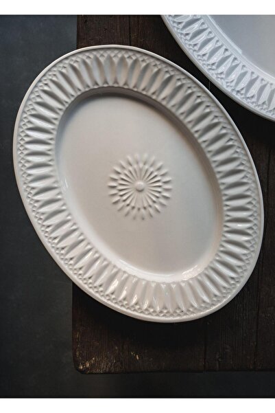 The Mia Grande Servis Tabağı Beyaz 50x37 cm