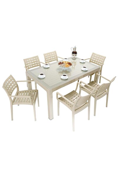 Mandella Wood 90x150 Cafe Koltuk Camlı Masa Takımı ÇÖLBEJİ