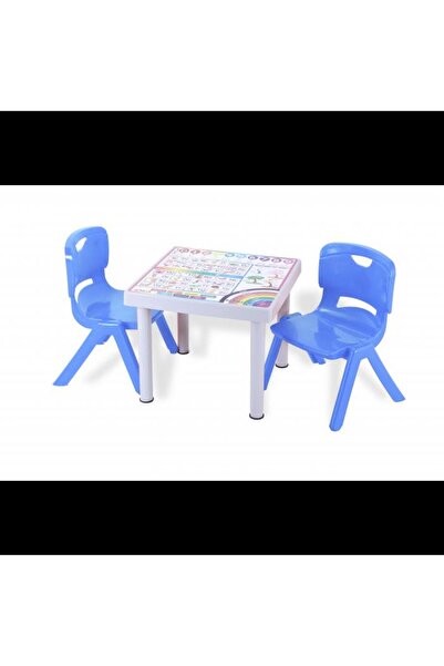 Sağlam Plastik Mandella Rubi Türkçe Desenli Çocuk Masası 2 Adet Nova Orta Çoc...