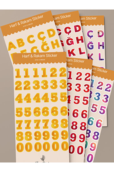 tinystoriestr Set de autocolante cu litere și numere, 6 coli – Alfabet/Agendă...