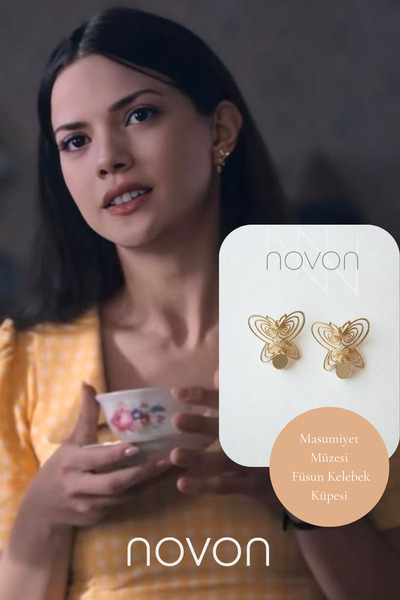 yucelique 18K Gold Kaplama Füsun Kelebek Premium Küpe