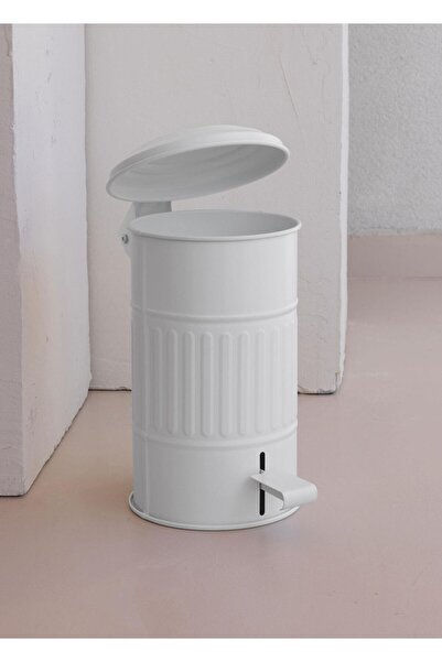 The Mia Galvaniz Metal 5lt 31x17cm Pedallı Çöp Kovası Beyaz Glv0311