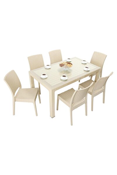 Mandella Elit Rattan 90x150 Elit Sandalye Camlı Masa Takımı ÇÖLBEJİ