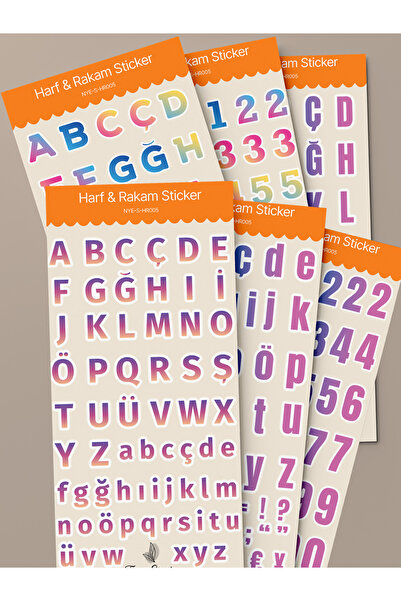 tinystoriestr Set de autocolante cu litere și numere, 6 coli – Alfabet/Agendă...