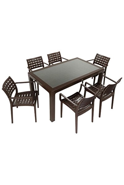 Mandella Wood 90x150 Cafe Koltuk Camlı Masa Takımı KAHVERENGİ