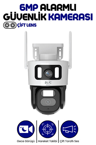 Enshall 6 MP Ultra Hd Alarmlı Suya Dayanıklı Çift Lensli 2.4g Ip Dış Mekan Gü...