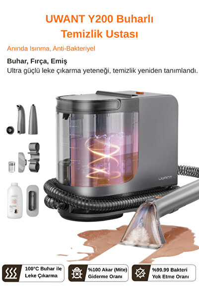 UWANT 15.000Pa Emiş Gücü 100℃ Buharlı Halı Yıkama ve Leke Çıkartma Makinesi B...