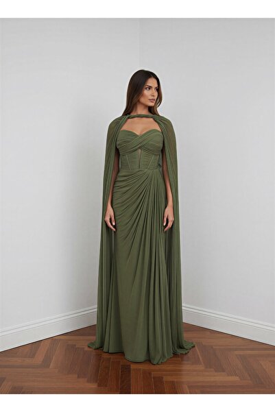 MAXXE 6179ŞİF PELERİNLİ ŞİFON ELBİSE