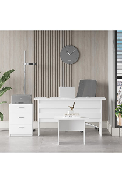Yurupa Bega ABC Masa Sehpa Keson Ofis Büro Masa Takımı 3 Renk Beyaz BEG9-W