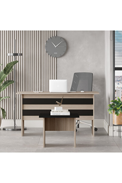 Yurupa Bega AB Ofis Masası Sehpa 2'li Ofis Büro Masa Takımı 3 Renk Meşe-Siyah...