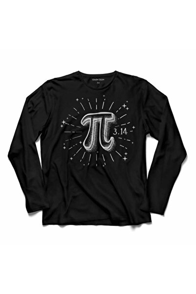 Kendim Seçtim Tricou cu mânecă lungă Doodle Pi Say Number cu imprimeu negru
