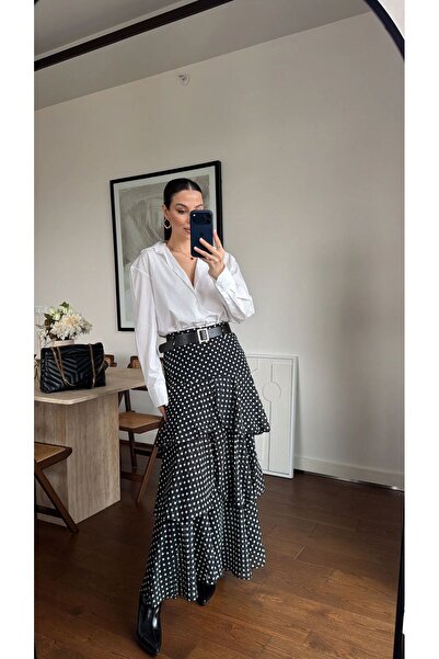 Bak'ap Premium trend duga suknja sa volanima i detaljnim prorezom