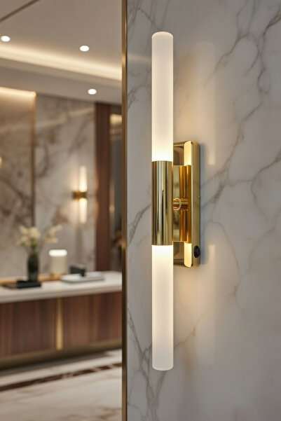 shop Perla Modern Gold Pilli ve Elektrikli Günışığı Ledli Duvar Aplik 1 adet ...