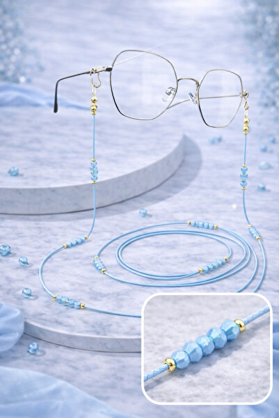 Optic Master Blue beaded eyeglass cord/chain