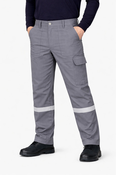 TOKER TEKSTİL Yazlık Gri Işçi Pantolonu 16/12 Reflektörlü Iş Pantolonu