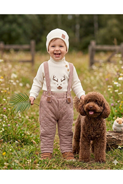 P&H BABYWEAR طقم شتوي للأطفال مكون من 3 قطع بياقة صياد وقبعة بيريه مطرزة للجنسين