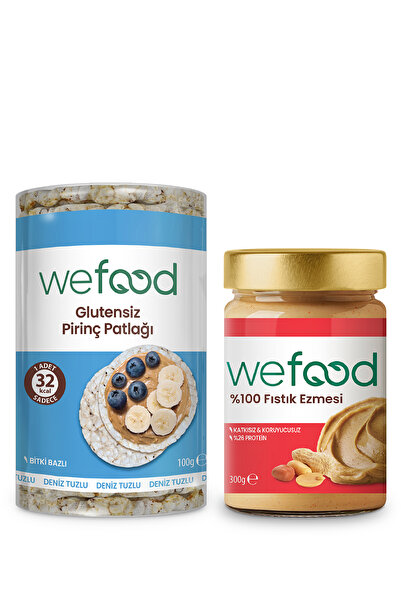Wefood %100 Fıstık Ezmesi 300 gr + Glutensiz Pirinç Patlağı 100 gr