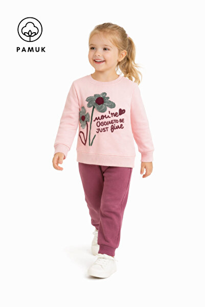 HK HOPKİDS Κοριτσίστικο κοστούμι με κέντημα λουλουδιών από ύφασμα δύο κλωστών...