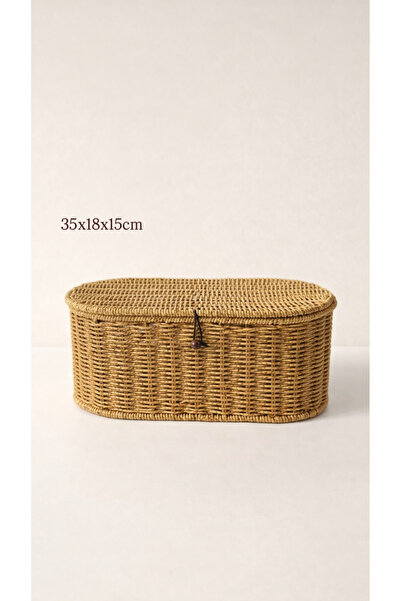 LEONEV صندوق بيضاوي من الخيزران مع غطاء