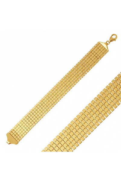 Bilezikci 14 Ayar Minimal Küp Desenli Füzyon Altın Bileklik