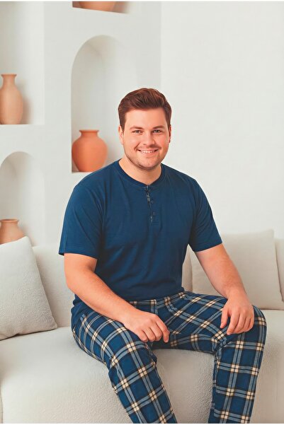 FORMO Men's 100% Natural Cotton Plaid Piece Short Sleeve Buttoned High Qualit...