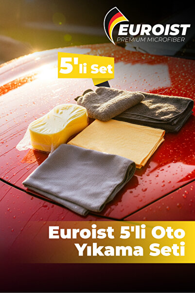 euroist Set de spălare auto din 5 piese - Mănușă de spălare auto, cârpă din p...