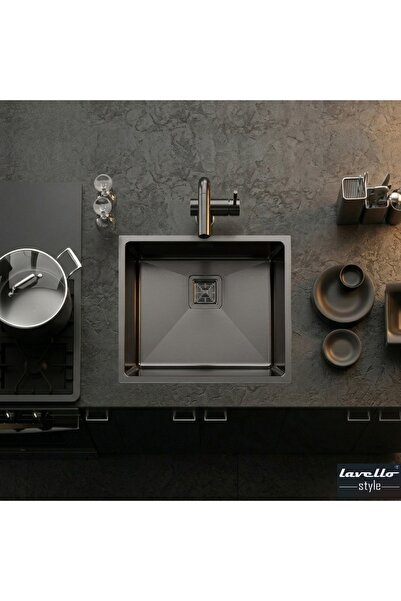 LAVELLO STYLE Elegante 4454-bk 40×50 Cm Pvd Kaplama Füme Siyah Paslanmaz Çeli...