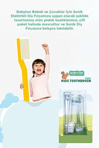 BABYTON Sonik Pilli Diş Fırçası 2'li Yedek Başlık