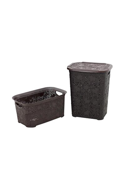 Genel Markalar Plastik Dantel Kirli Çamaşır Sepeti- Çamaşır sepeti 2'li Set K...