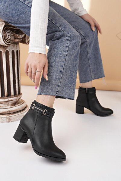 Nesil Shoes Tarha 104 Μαύρες χειμερινές γυναικείες μπότες με φερμουάρ