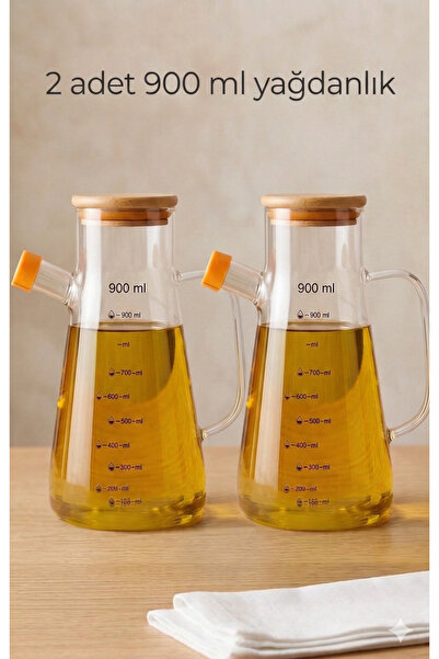 BACK SINE Bambu Kapaklı Vakumlu Sızdırmaz Borosilikat Cam Yağdanlık Sirkelik ...