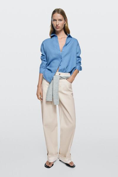 Massimo Dutti Katlamalı paça straight fit jean