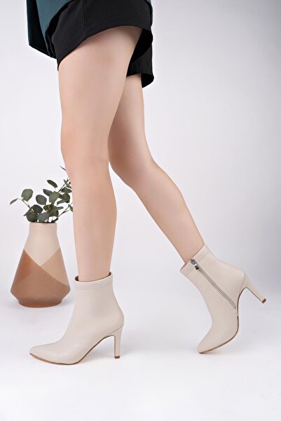 Nesil Shoes Ghete de damă Uraz 420 Ten cu fermoar și toc subțire