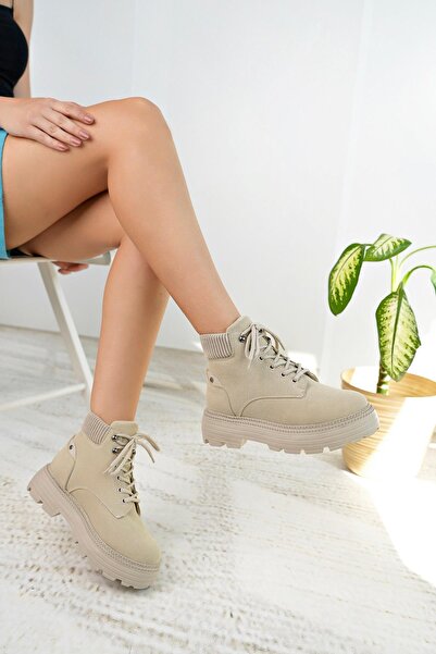 Nesil Shoes Γυναικείες μπότες Mugo 504 Skin Suede Lace Up