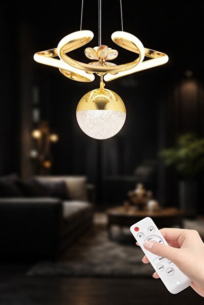 Luxira Aydınlatma Derev Gold 3 Renk Kumandalı Led Lüx Ledli Avize