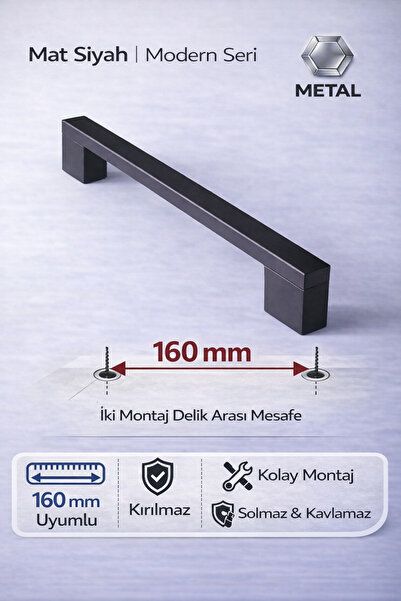 ABERTİCARET 1. Kalite Kale Siyah 160 Mm ( 16 Cm ) Mutfak , Vestiyer , Dolap ,...