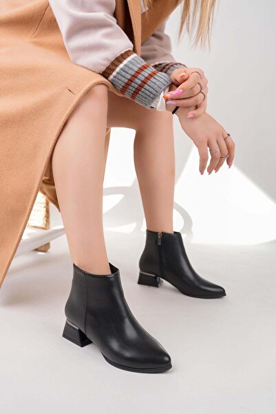 Nesil Shoes Cizme de iarnă pentru femei Özma 708 cu toc negru