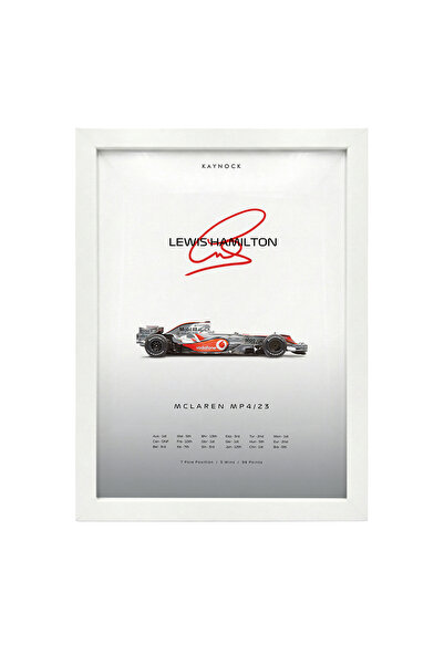 KAYNOCK Lewis Hamilton Mclaren, Formula 1, F1 Poster Tablo Beyaz Çerçeve