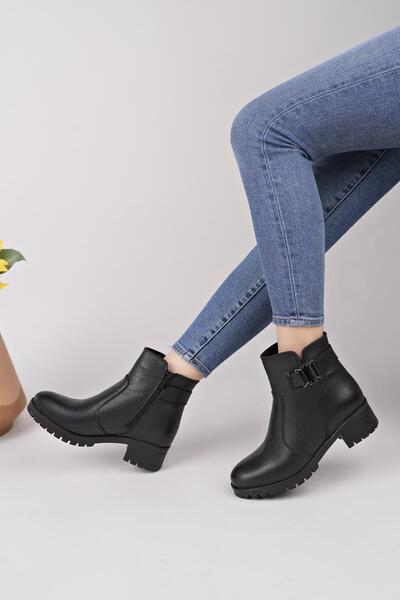 Castle Black 16463 Μαύρες Γνήσιες Δερμάτινες Χειμερινές Γυναικείες Μπότες