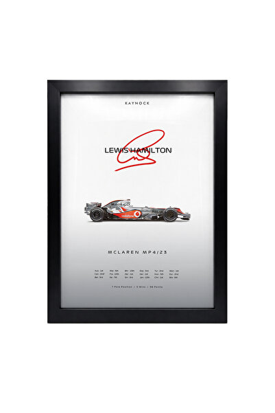 KAYNOCK Lewis Hamilton Mclaren, Formula 1, F1 Poster Tablo Siyah Çerçeve