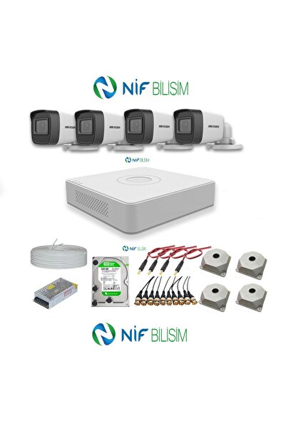 Hikvision Nif Bilişim 4 Kameralı Güvenlik Paket Set Hdd Dahil 500GB