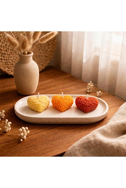 ORENACANDLE MİNİ FLORAL KALP EL YAPIMI DOĞAL SOYA MUM (3*3 cm)