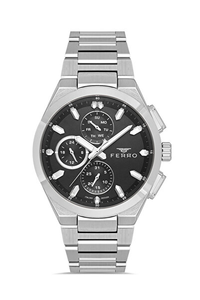 FERRO Silver Steel Cord Men's Wristwatch Fm43037A-A2 All Functions Active 3At...