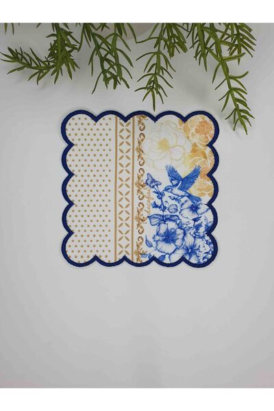 decofav Șervețel de cocktail din țesătură cu model de flori și păsări compati...