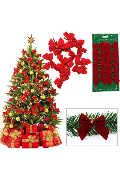 partidolu Κόκκινο Στολίδι Κορδέλα Φιόγκος για Πρωτοχρονιάτικο Διακοσμητικό 5,...