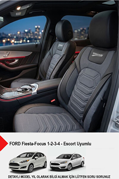 GM-DESIGN Titanium Series Luxury Linen Car Seat Cover - (Compatible with Ford...