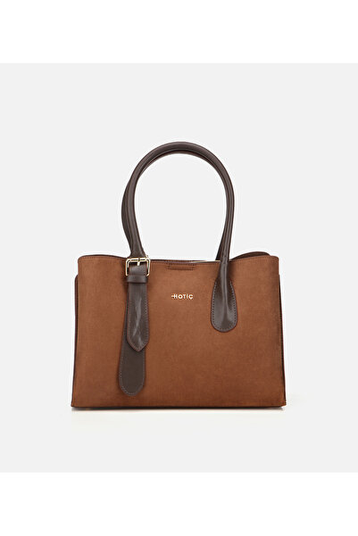 Hotiç Kadın Süet Taba Kemer Detaylı Omuz Çantası