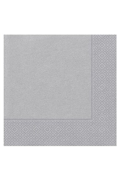 partidolu 16Pcs Plain Silver Color Paper Party Napkins 33cm