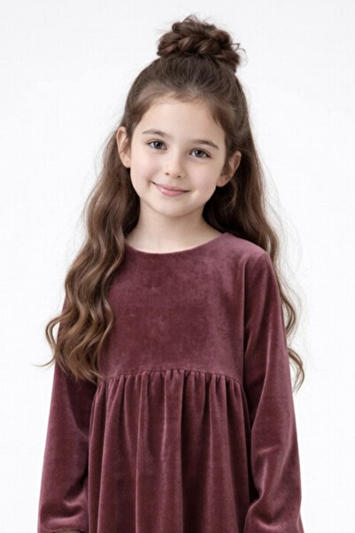 MODA Κοριτσίστικο μέτριο βαμβακερό βελούδινο μίντι φόρεμα